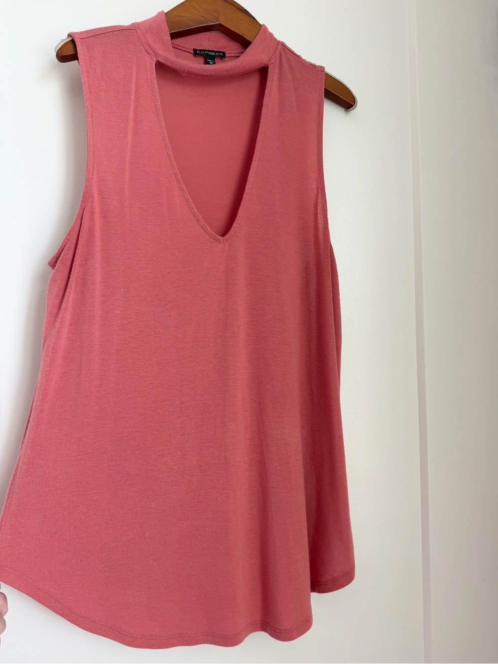 Express Coral Pink V-Neck Sleeveless Tank with Mock Neck Medium